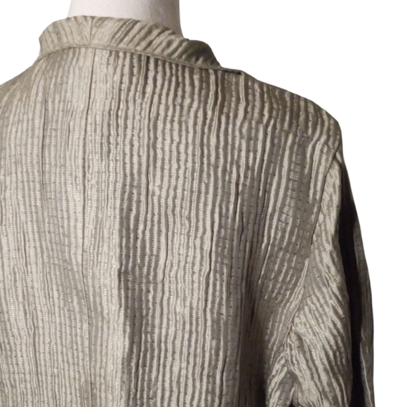 Eileen Fisher Women's Taupe Seersucker Silk Evening Cafe Jacket Size Medium - Picture 5 of 9